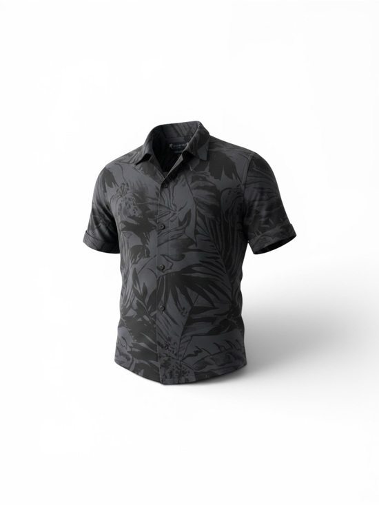All Saints Other - All Saints Men's Black Tropical-Print Short-Sleeve Button-Down Shirt